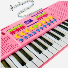 Teclado Piano Electronico Musica Niños Con Microfono Kareoke Rosa